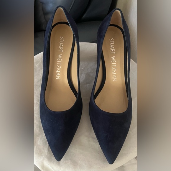 Stuart Weitzman Stuart Block Heel 75 Pointed Toe Pump Shoes New 10.5 $495 - Picture 6 of 13